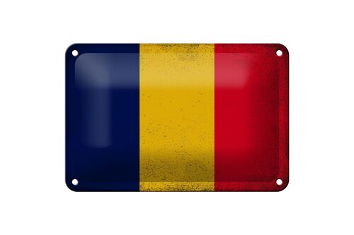 Blechschild Flagge des Tschad 18x12cm Flag of Chad Vintage Dekoration
