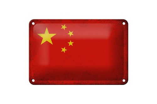 Blechschild Flagge China 18x12cm Flag of China Vintage Dekoration