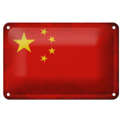 Blechschild Flagge China 18x12cm Flag of China Vintage Dekoration