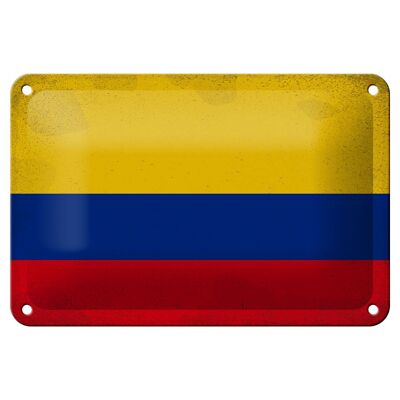 Cartel de chapa Bandera de Colombia 18x12cm Bandera de Colombia Decoración Vintage