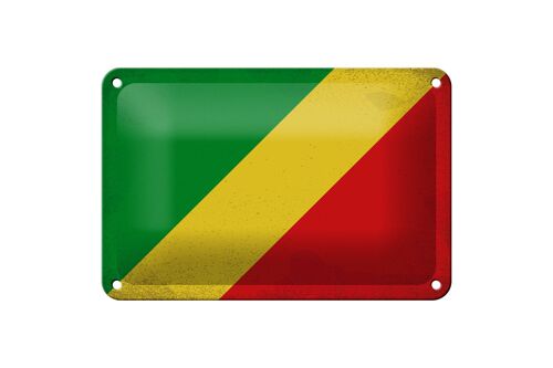 Blechschild Flagge Kongo 18x12cm Flag of the Congo Vintage Dekoration