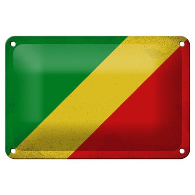 Blechschild Flagge Kongo 18x12cm Flag of the Congo Vintage Dekoration