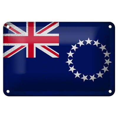Targa in metallo Bandiera Isole Cook 18x12 cm Decorazione vintage Isole Cook