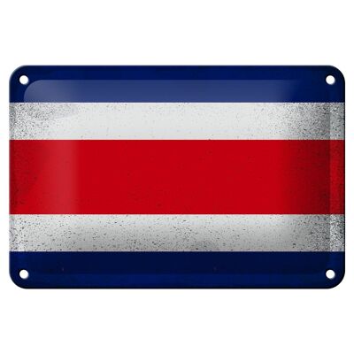 Drapeau en étain du Costa Rica, 18x12cm, décoration Vintage du Costa Rica