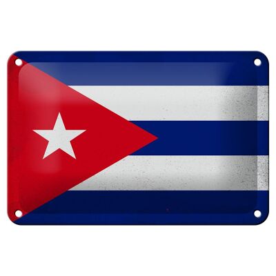 Targa in metallo Bandiera Cuba 18x12 cm Bandiera di Cuba Decorazione vintage