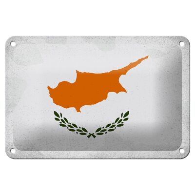 Targa in metallo Bandiera Cipro 18x12 cm Bandiera di Cipro Decorazione vintage