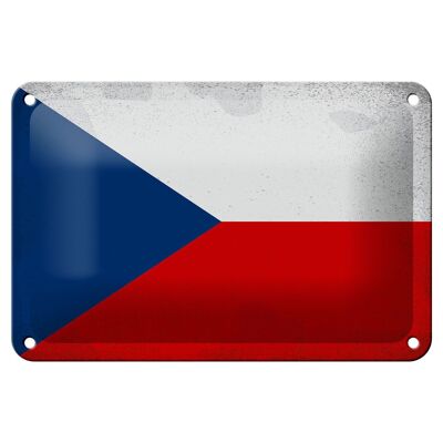 Cartel de chapa con bandera de República Checa, 18x12cm, decoración Vintage de República Checa