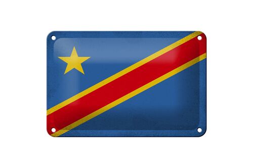 Blechschild Flagge DR Kongo 18x12cm Flag Congo Vintage Dekoration