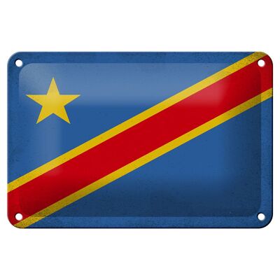 Targa in metallo Bandiera DR Congo 18x12 cm Bandiera Congo Decorazione vintage