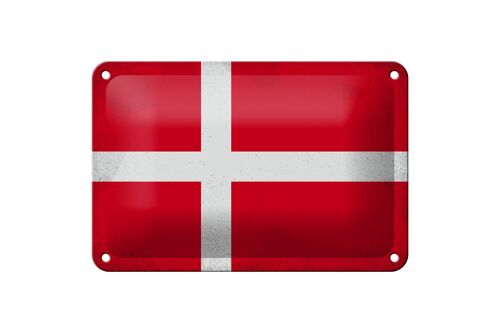 Blechschild Flagge Dänemark 18x12cm Flag of Denmark Vintage Dekoration
