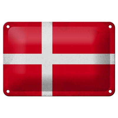Targa in metallo Bandiera Danimarca 18x12 cm Bandiera della Danimarca Decorazione vintage