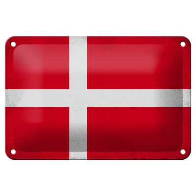 Blechschild Flagge Dänemark 18x12cm Flag of Denmark Vintage Dekoration