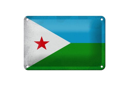 Blechschild Flagge Dschibuti 18x12cm Flag Djibouti Vintage Dekoration