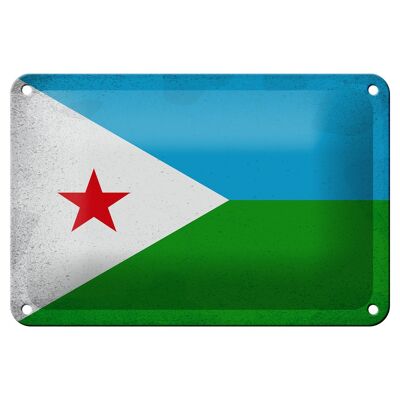 Bandera de cartel de hojalata de Yibuti, 18x12cm, decoración Vintage de Yibuti