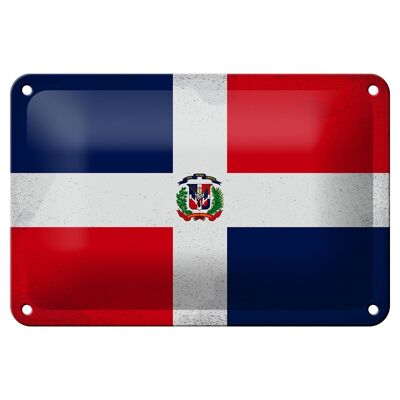 Cartel de chapa con bandera de República Dominicana, decoración Vintage de 18x12cm