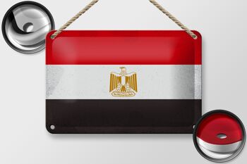 Drapeau égyptien en étain, 18x12cm, drapeau égyptien, décoration Vintage 2