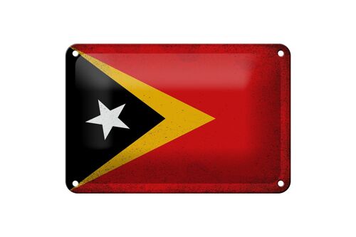 Blechschild Flagge Osttimor 18x12cm Flag East Timor Vintage Dekoration