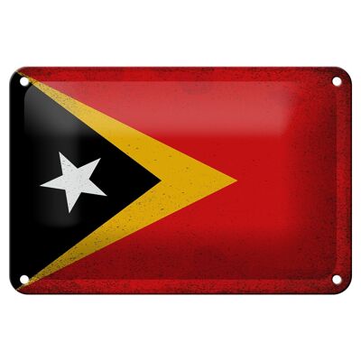 Blechschild Flagge Osttimor 18x12cm Flag East Timor Vintage Dekoration
