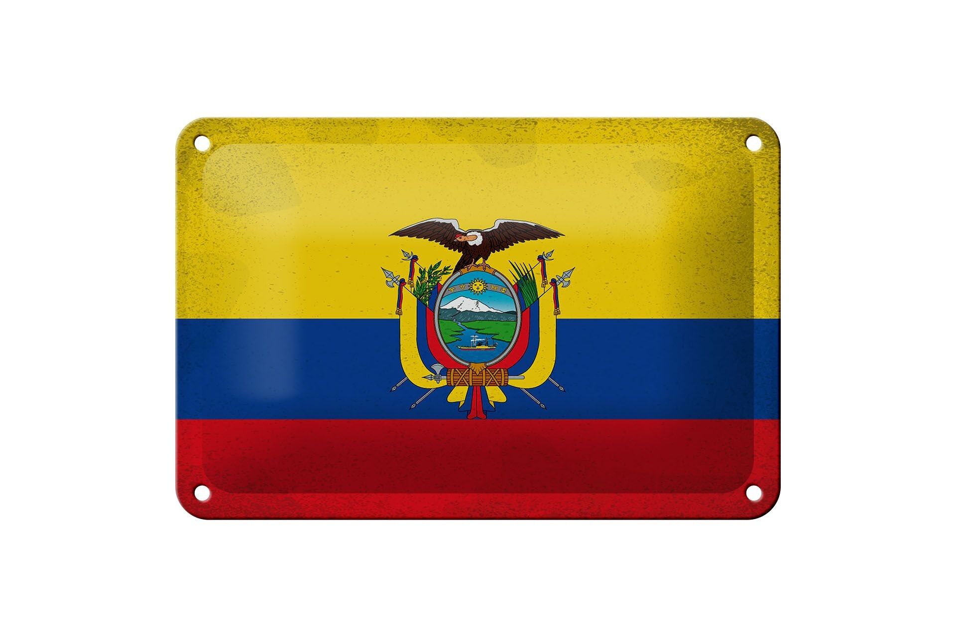 Tin sign flag Ecuador 18x12cm Flag of Ecuador Vintage Decoration
