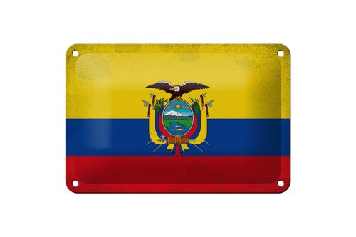 Blechschild Flagge Ecuador 18x12cm Flag of Ecuador Vintage Dekoration