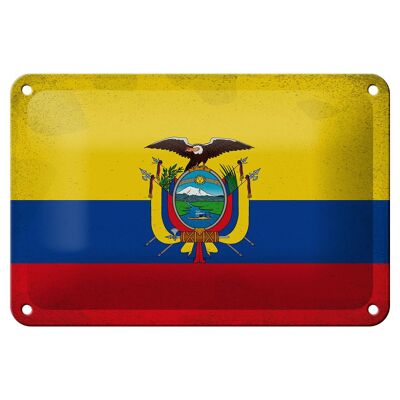 Blechschild Flagge Ecuador 18x12cm Flag of Ecuador Vintage Dekoration