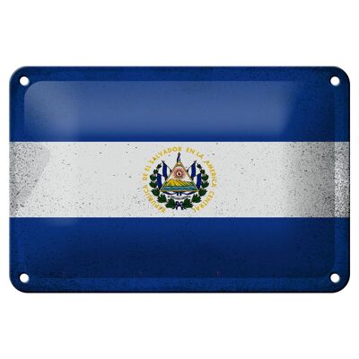 Blechschild Flagge El Salvador 18x12cm El Salvador Vintage Dekoration