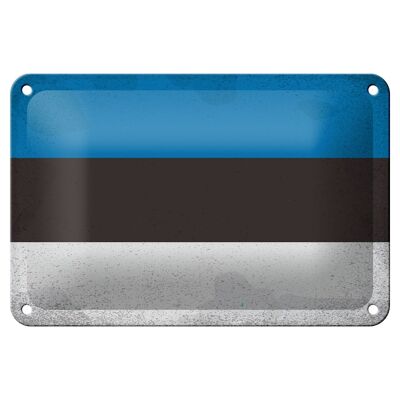 Cartel de hojalata Bandera de Estonia, 18x12cm, bandera de Estonia, decoración Vintage