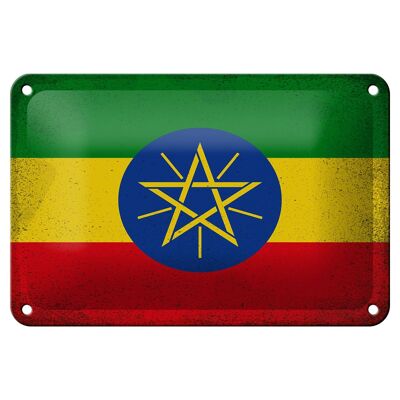 Targa in metallo Bandiera Etiopia 18x12 cm Bandiera Etiopia Decorazione vintage