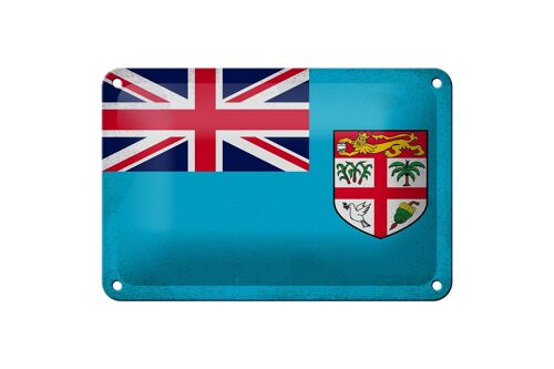 Blechschild Flagge Fidschi 18x12cm Flag of Fiji Vintage Dekoration