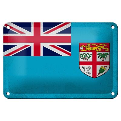 Targa in metallo Bandiera Fiji 18x12 cm Bandiera delle Fiji Decorazione vintage