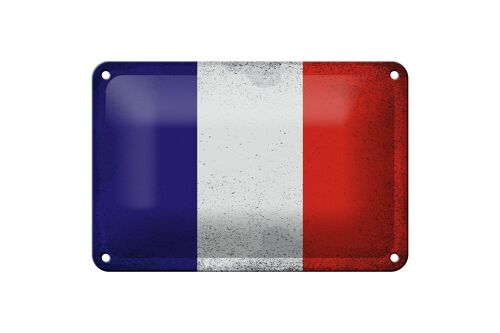 Blechschild Flagge Frankreich 18x12cm Flag France Vintage Dekoration