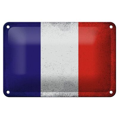 Targa in metallo Bandiera Francia 18x12 cm Bandiera Francia Decorazione vintage