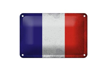 Signe en étain drapeau France 18x12cm drapeau France décoration Vintage 1