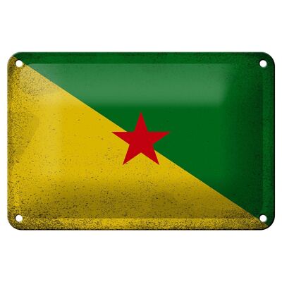 Targa in metallo Bandiera Guyana francese 18x12 cm Bandiera Decorazione vintage