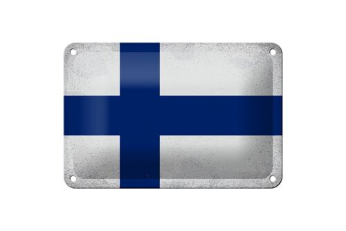 Blechschild Flagge Finnland 18x12cm Flag of Finland Vintage Dekoration