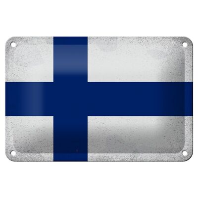 Targa in metallo Bandiera Finlandia 18x12 cm Bandiera della Finlandia Decorazione vintage
