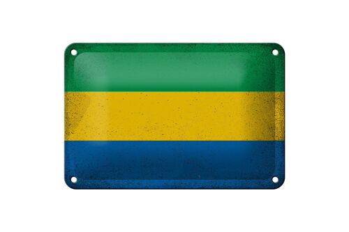 Blechschild Flagge Gabun 18x12cm Flag of Gabon Vintage Dekoration