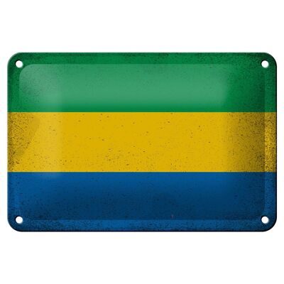 Blechschild Flagge Gabun 18x12cm Flag of Gabon Vintage Dekoration