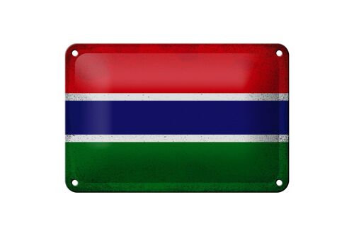 Blechschild Flagge Gambia 18x12cm Flag of Gambia Vintage Dekoration