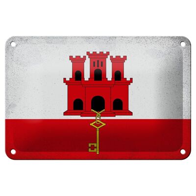 Cartel de hojalata Bandera de Gibraltar, 18x12cm, bandera de Gibraltar, decoración Vintage