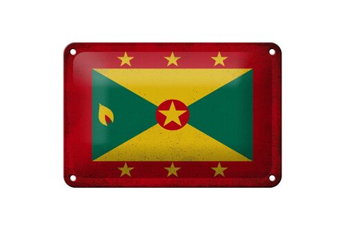 Blechschild Flagge Grenada 18x12cm Flag of Grenada Vintage Dekoration