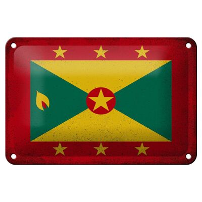 Blechschild Flagge Grenada 18x12cm Flag of Grenada Vintage Dekoration
