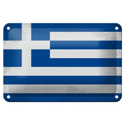Cartel de chapa con bandera de Grecia, 18x12cm, bandera de Grecia, cartel Vintage decorativo