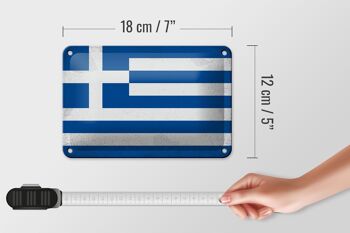Signe en étain drapeau grèce 18x12cm, signe décoratif Vintage grèce 5