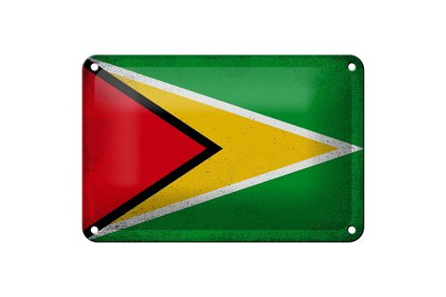 Blechschild Flagge Guyana 18x12cm Flag of Guyana Vintage Dekoration