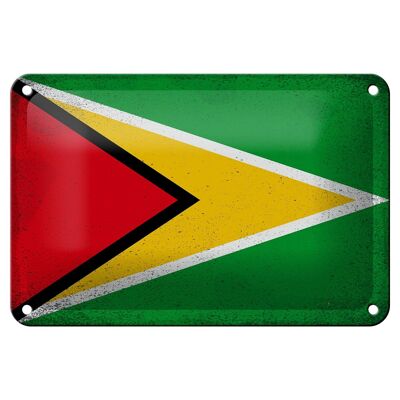 Blechschild Flagge Guyana 18x12cm Flag of Guyana Vintage Dekoration