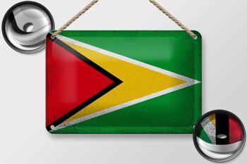 Drapeau de la Guyane en étain, 18x12cm, drapeau de la Guyane, décoration Vintage 2