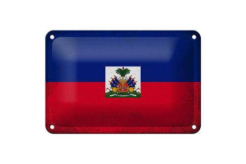Blechschild Flagge Haiti 18x12cm Flag of Haiti Vintage Dekoration