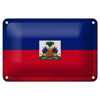 Targa in metallo Bandiera Haiti 18x12 cm Bandiera di Haiti Decorazione vintage