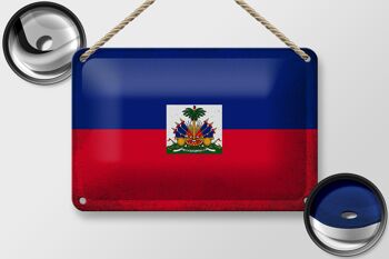 Drapeau en étain d'haïti, 18x12cm, drapeau d'haïti, décoration Vintage 2